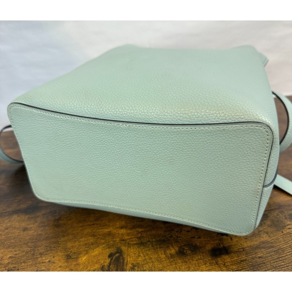*Flawed Coach Town Bucket Bag 91122 Seafoam Blue Pebble Leather Crossbody Purse - Picture 7 of 16